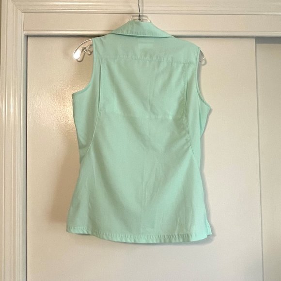 Columbia Green Omni Shade Sun Protection Sleeveless Button Down Blouse Top S - Picture 2 of 10